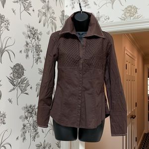 Scully snap stretch brown top